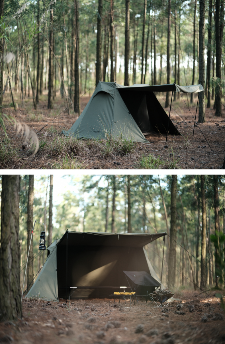 Cheap Goat Tents Tc Cotton Luxury Aluminum Pole Outdoor Picnic Wilderness Camping Shelter Flame Curtain Fabric Light Army Green Tent