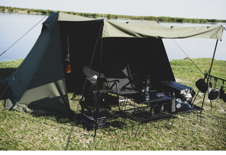 Cheap Goat Tents Tc Cotton Luxury Aluminum Pole Outdoor Picnic Wilderness Camping Shelter Flame Curtain Fabric Light Army Green Tent