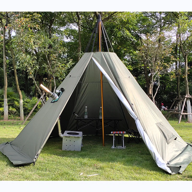Cheap Goat Tents Teepee Tent For Winter Canvas With Wood Stove Jack For Cold Weather For 3 4 Person 134x134x94