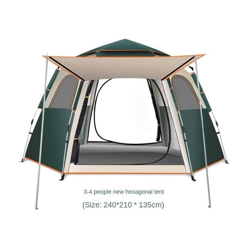 Cheap Goat Tents Tent Outdoor Folding Automatic Rainstorm Hexagonal Tent Thickened Rainproof Camping Equipment Field Camping Shelters
