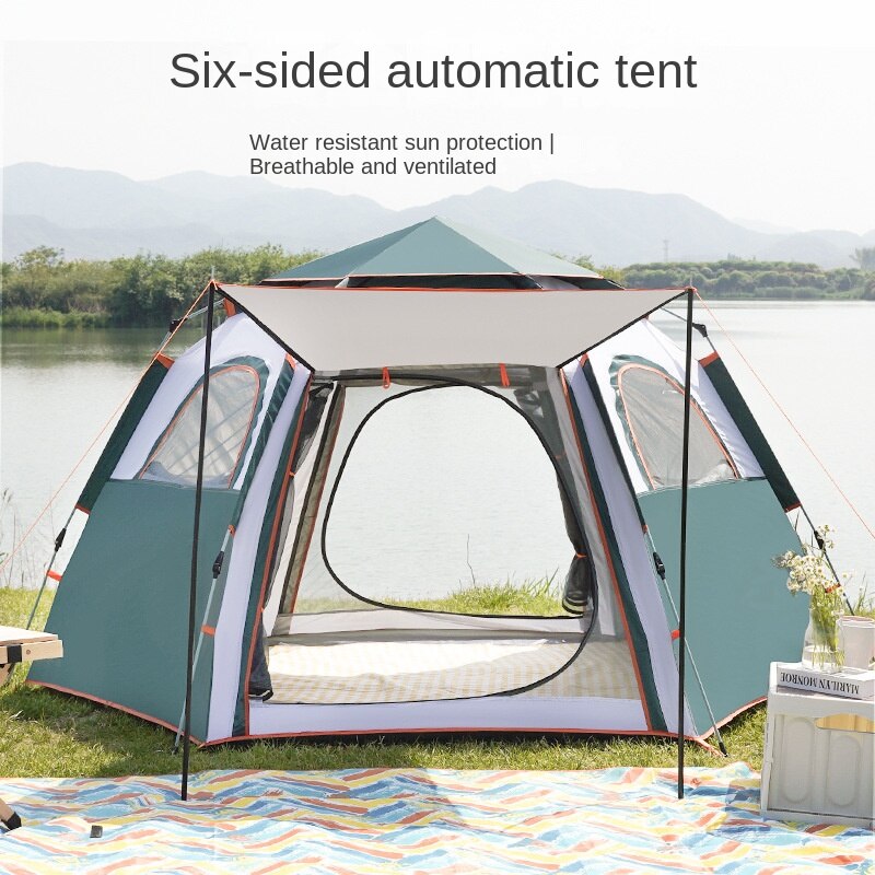 Cheap Goat Tents Tent Outdoor Folding Automatic Rainstorm Hexagonal Tent Thickened Rainproof Camping Equipment Field Camping Shelters