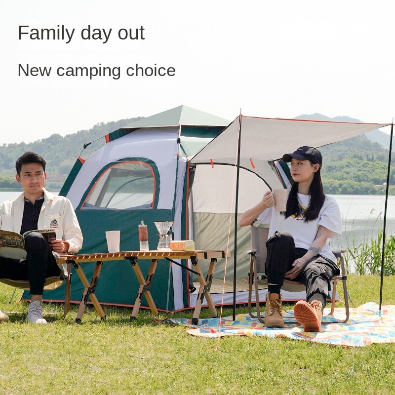 Cheap Goat Tents Tent Outdoor Folding Automatic Rainstorm Hexagonal Tent Thickened Rainproof Camping Equipment Field Camping Shelters