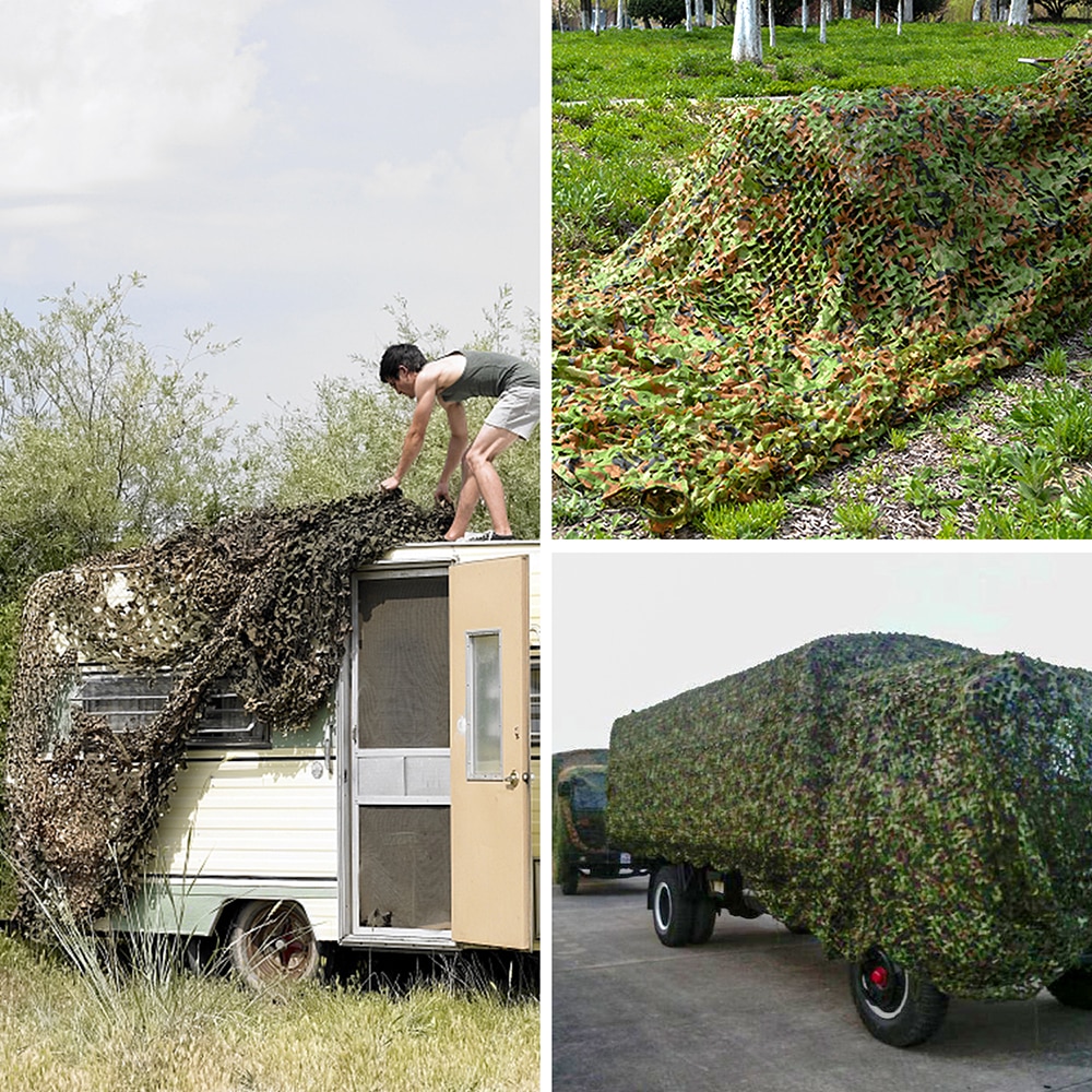 Cheap Goat Tents Tiger Stripe Single Layer Military Camouflage Net Camo Netting Garden Car Shade Mesh Hunting Outdoor Camping Sun Shelter Tent