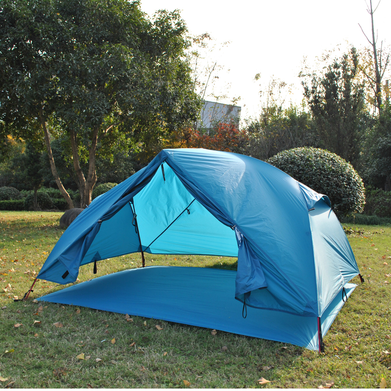 Cheap Goat Tents Ultralight 20d Silicone Coated Cloth 2 Persons Black Huba Tent Aluminum Pole Anti