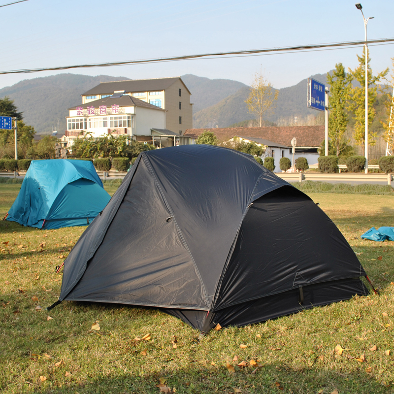 Cheap Goat Tents Ultralight 20d Silicone Coated Cloth 2 Persons Black Huba Tent Aluminum Pole Anti