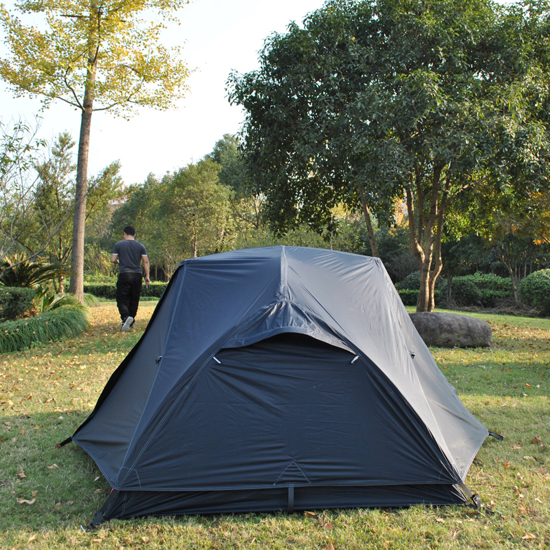 Cheap Goat Tents Ultralight 20d Silicone Coated Cloth 2 Persons Black Huba Tent Aluminum Pole Anti