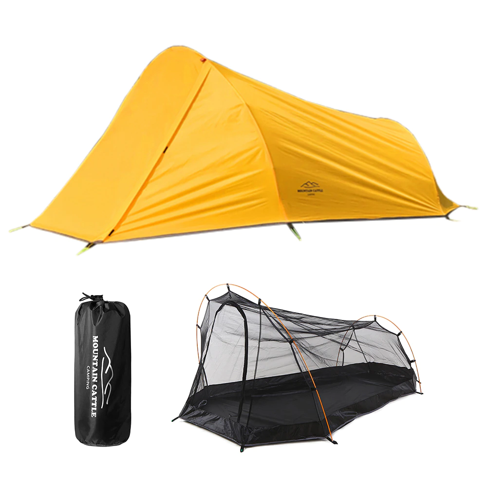 Cheap Goat Tents Ultralight Outdoor Camping Tent Backpacking Tent 2 Person Waterproof Tent Aviation Aluminum Support Portable Sleeping Bag Tent