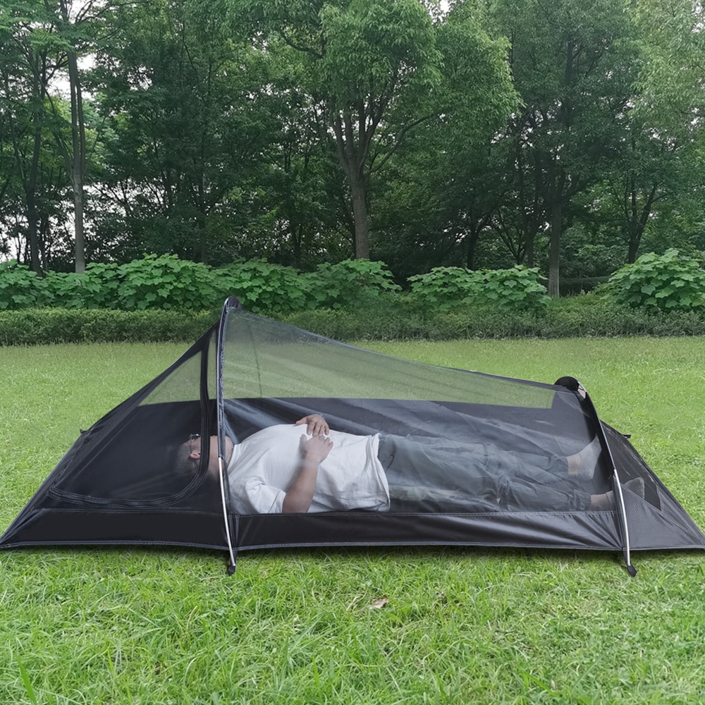 Cheap Goat Tents Ultralight Outdoor Camping Tent Single Person Camping Tent Water Resistant Tent Aviation Aluminum Support Sleeping Bag Tent New