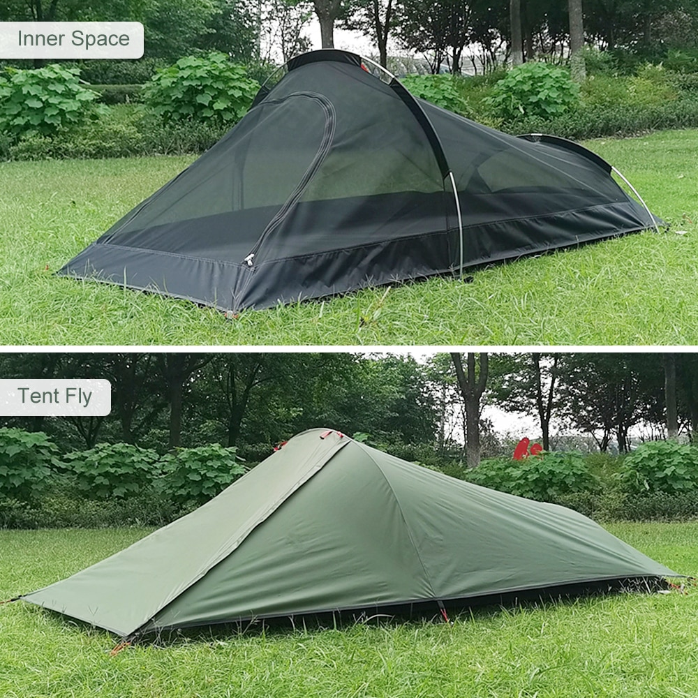 Cheap Goat Tents Ultralight Outdoor Camping Tent Single Person Camping Tent Water Resistant Tent Aviation Aluminum Support Sleeping Bag Tent New