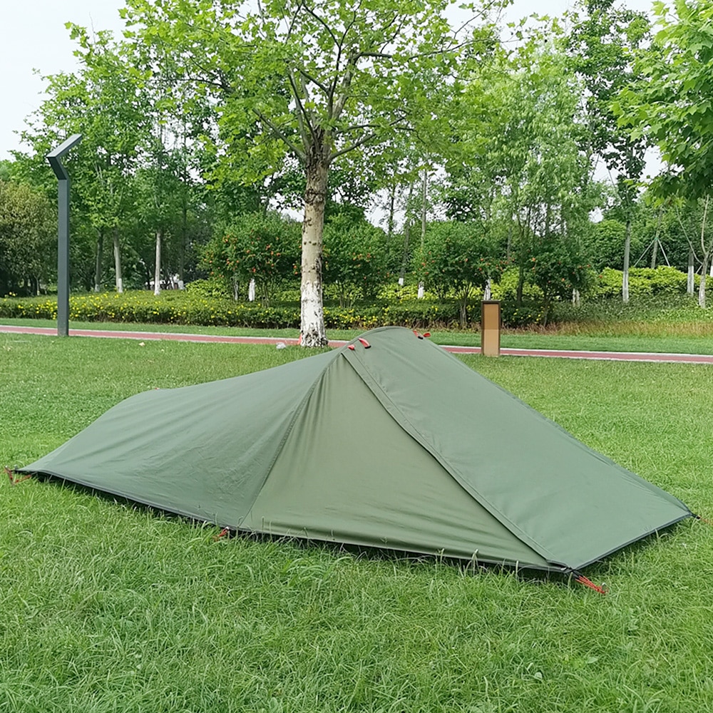 Cheap Goat Tents Ultralight Outdoor Camping Tent Single Person Camping Tent Water Resistant Tent Aviation Aluminum Support Sleeping Bag Tent New