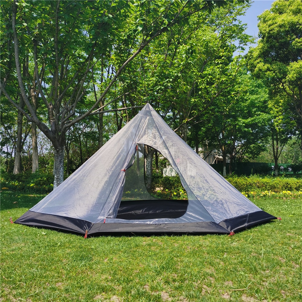 Cheap Goat Tents Ultralight Winter Pyramid Tent With Snow Skirt 210t Plaid Ripstop Camping Bushcraft Tent Height 1.6m Including Free Stove Jack