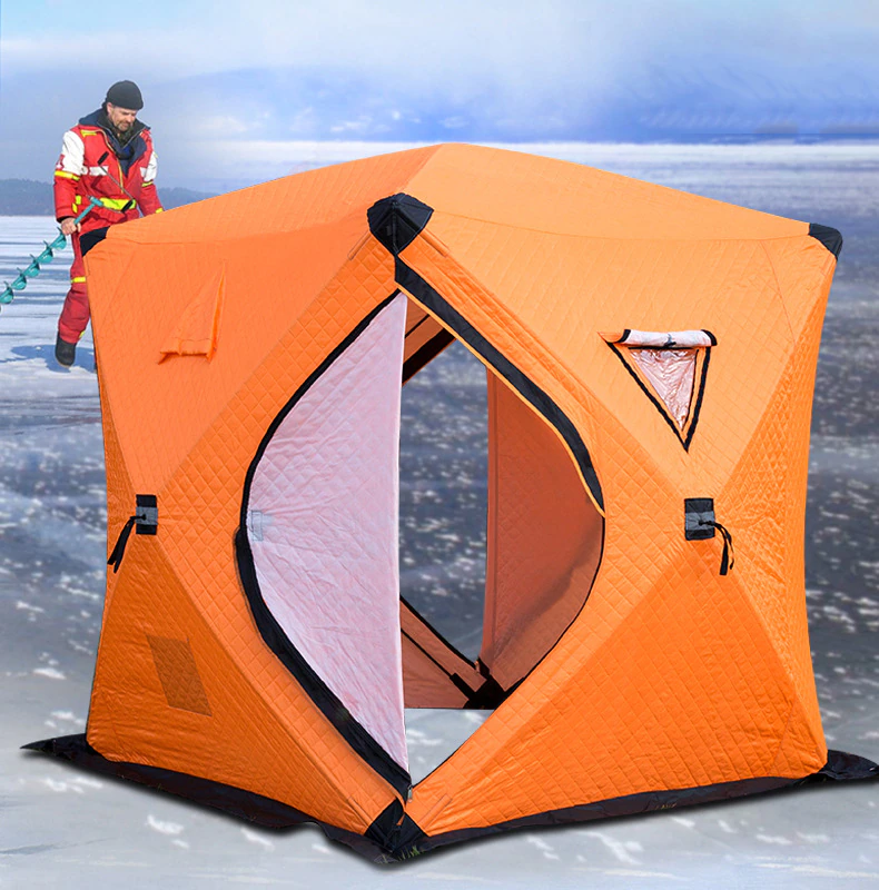 Cheap Goat Tents Warm Winter Ice Fishing Tent Large Space Triple Thick Cotton Tent Camping Outdoor Windproof Waterproof Snow