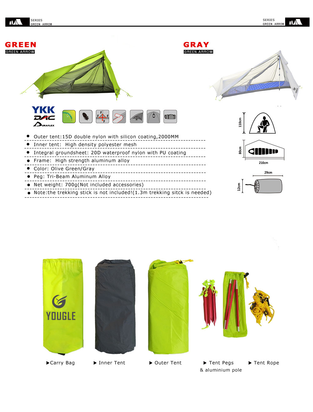 Cheap Goat Tents Yougle Lightweight 15d Nylon Single Person One Man Backpacking Tent Trekking Camping Canopy Travel 3 Season Silicone Coated