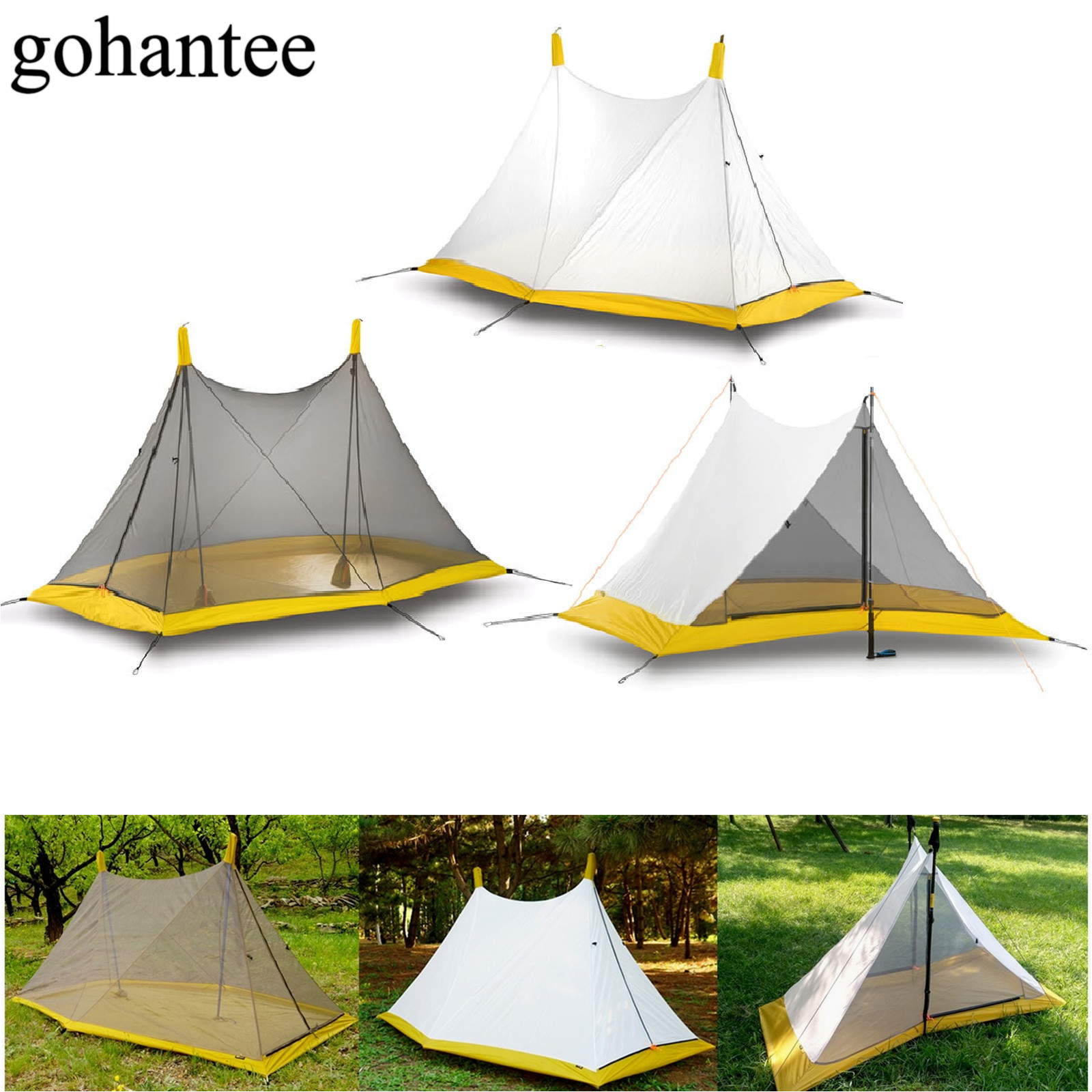 Goat tent camping set up Ultralight Camping Tent 1-2 Person Outdoor 40D Nylon Silicon Coated Rodless Pyramid Tent Summer Breathable 3-4 Season Inner Tent tent camping near crystal river fl