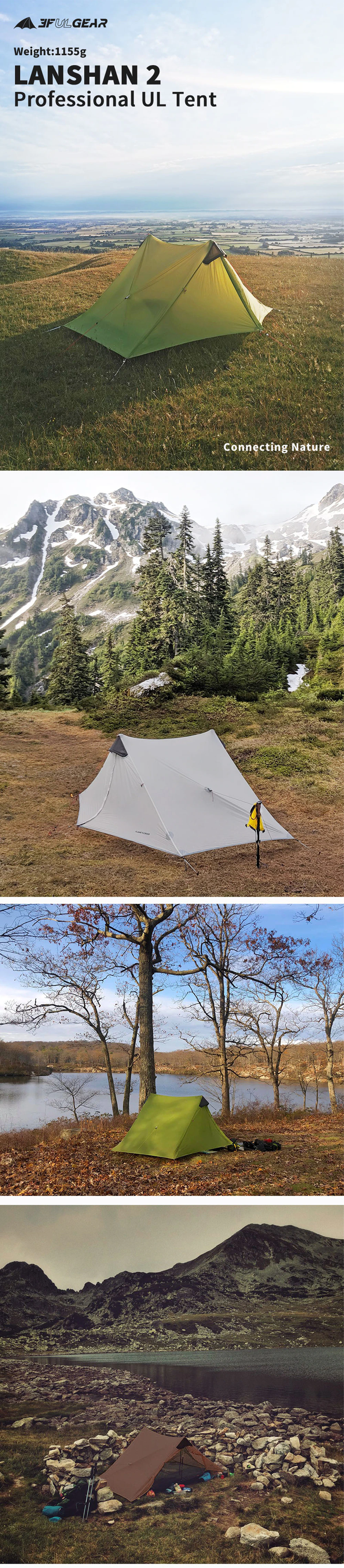 Cheap Goat Tents 3f Ul Gear Lanshan 2 Outdoor Hiking Ultralight Camping 2 Person Tent 3